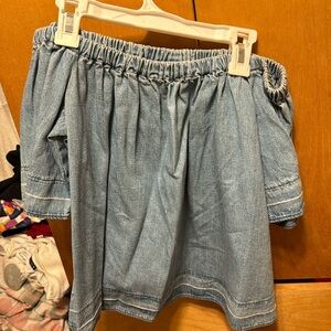 OFF THE SHOULDER DENIM AG TOP